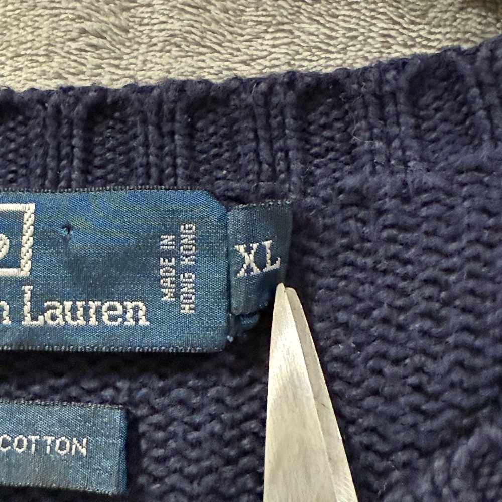 Vtg Polo Ralph Lauren Sweater Blue Classic Fit Pony Grandpa Old Money Men Sz XL - Picture 4 of 8